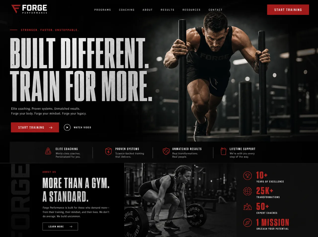 Forge Athletics — fitness coaching website concept
