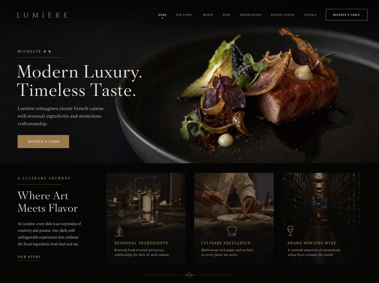 Premium restaurant website designed by GlowX