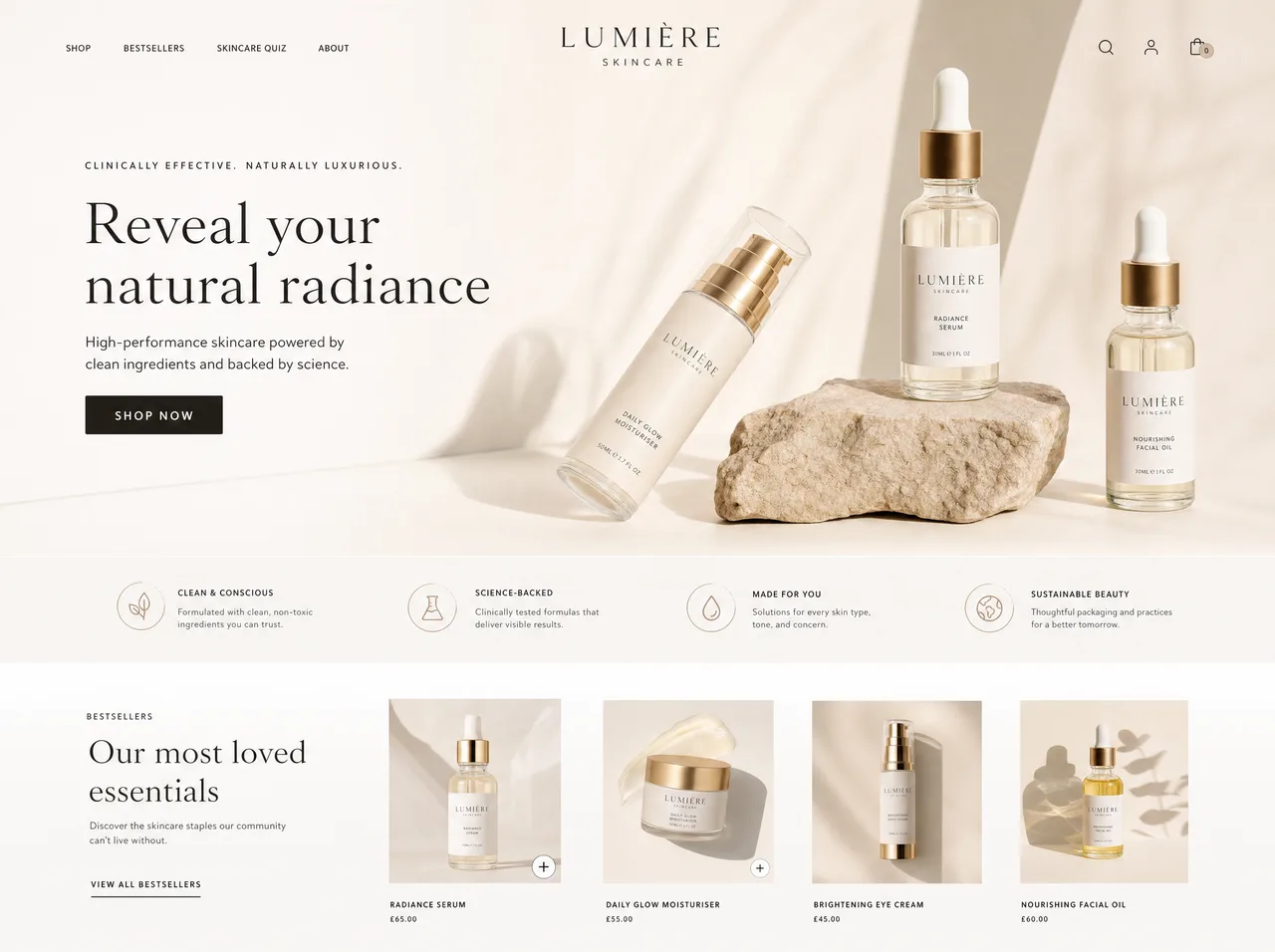 Lumière Skin — e-commerce website concept